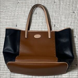 COACH METRO F31325 Black & Brown Color Block accented with Silver Studs